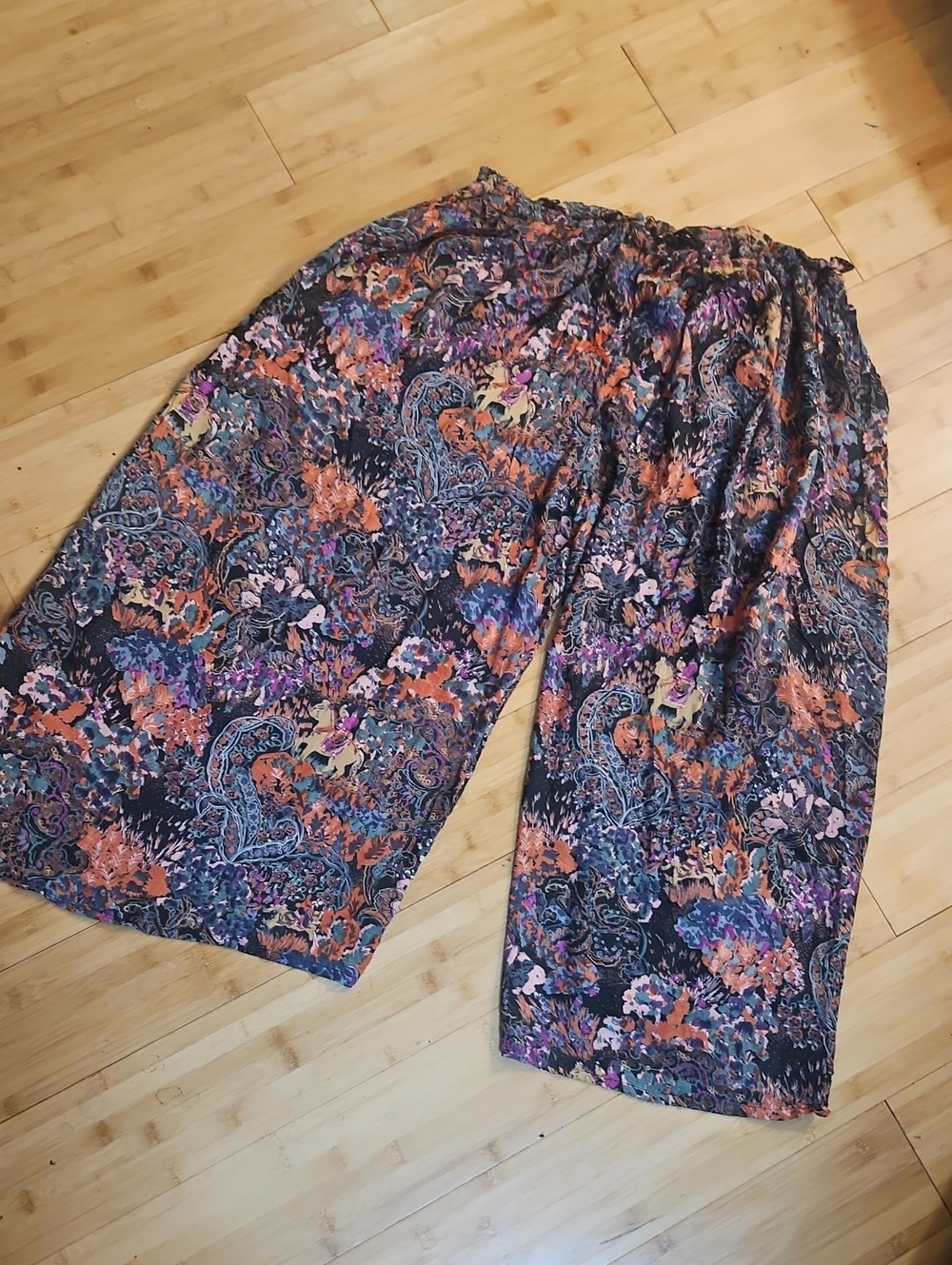Plus Size Vintage  Boho India Authentic Print  in Multicolor Pants
